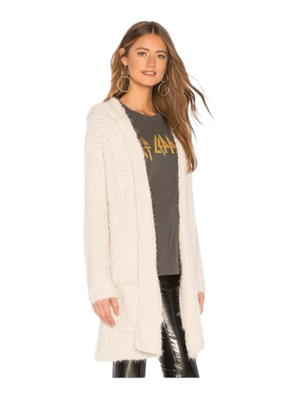 new Young Fabulous Broke ❃ Wylie Fuzzy Hoodie Cardigan Sweater Teddy Coat ❃ M L - Picture 6 of 16